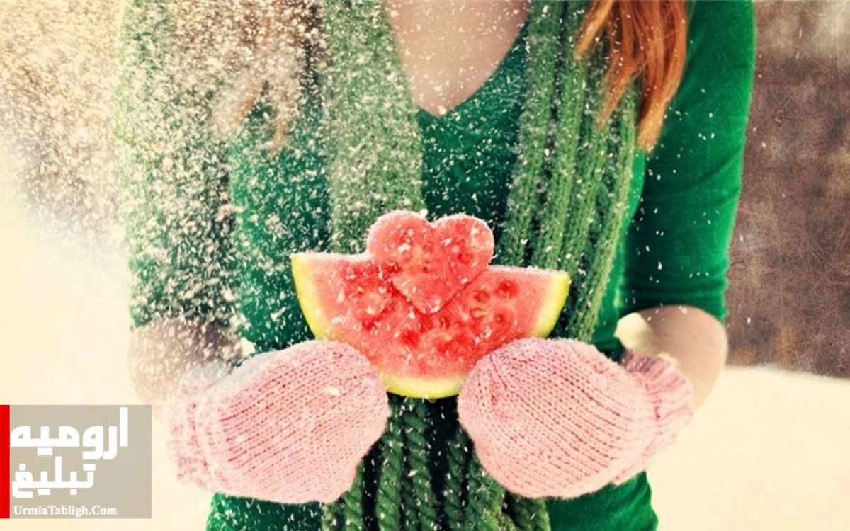 هندوانه در برف شب یلدا